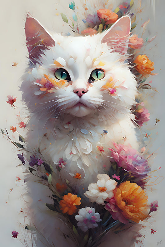 25QEO Floral Felines: Luna - Sightly Prints