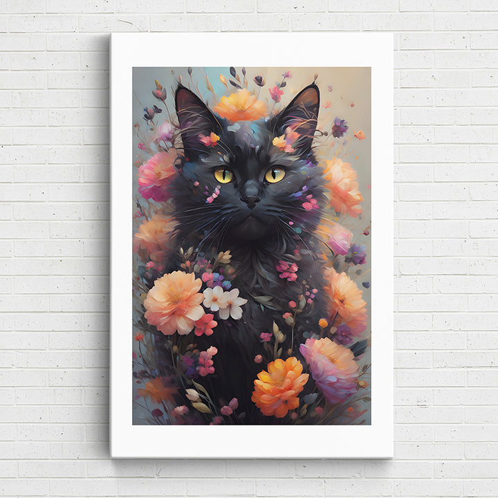 E4SCJ Floral Felines: Onyx - Sightly Prints