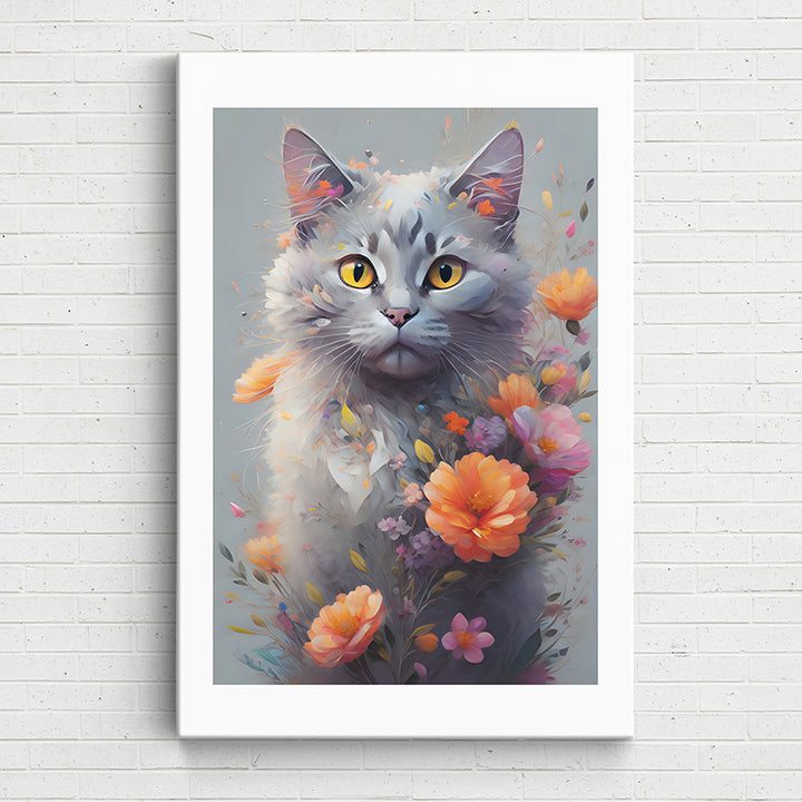 GDNLO Floral Felines: Ash - Sightly Prints