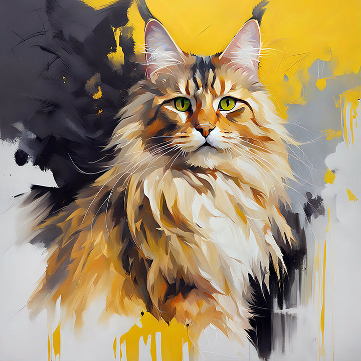 31QZI Colorful Feline Portraits: Maine Coon II - Sightly Prints