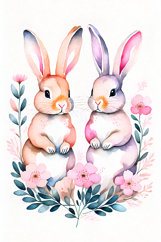 B08WI Watercolor Bunnies 3 - Sightly Prints